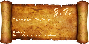 Zwirner Irén névjegykártya